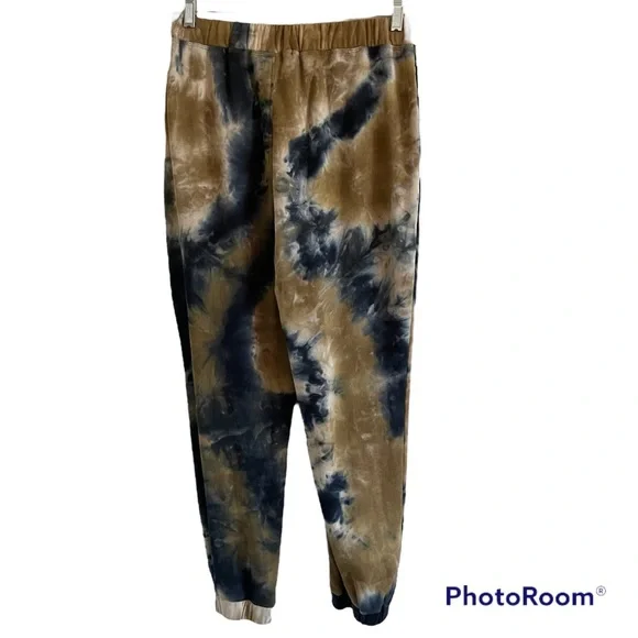 BLANKNYC Hand Dyed Bleached Pull-on Joggers Tan & Navy Sz Medium - Picture 10 of 14